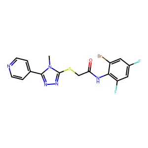N-(2-bromo-4,6-difluorophenyl)-2-{[4-methyl-5-(pyridin-4-yl)-4H-1,2,4-triazol-3-yl]sulfanyl}acetamide structure