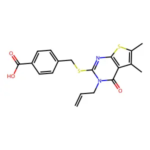 4-(3-Allyl-5,6-dimethyl-4-oxo-3,4-dihydro-thieno[2,3-d]pyrimidin-2-ylsulfanylmethyl)-benzoic acid structure