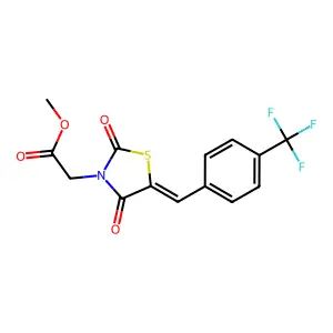 methyl {(5E)-2,4-dioxo-5-[4-(trifluoromethyl)benzylidene]-1,3-thiazolidin-3-yl}acetate structure