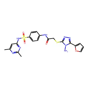 2-(4-Amino-5-furan-2-yl-4H-[1,2,4]triazol-3-ylsulfanyl)-N-[4-(2,6-dimethyl-pyrimidin-4-ylsulfamoyl)-phenyl]-acetamide structure