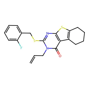 3-allyl-2-[(2-fluorobenzyl)sulfanyl]-5,6,7,8-tetrahydro[1]benzothieno[2,3-d]pyrimidin-4(3H)-one structure