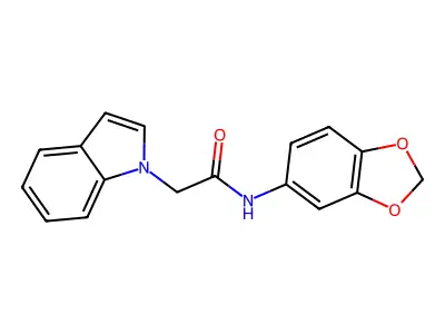 N-(1,3-benzodioxol-5-yl)-2-indol-1-ylacetamide structure