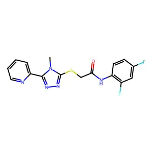 N-(2,4-difluorophenyl)-2-{[4-methyl-5-(pyridin-2-yl)-4H-1,2,4-triazol-3-yl]sulfanyl}acetamide structure