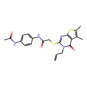 2-{[5,6-dimethyl-4-oxo-3-(prop-2-en-1-yl)-3H,4H-thieno[2,3-d]pyrimidin-2-yl]sulfanyl}-N-(4-acetamidophenyl)acetamide structure