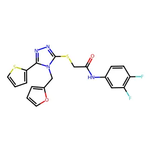 N-(3,4-difluorophenyl)-2-{[4-(furan-2-ylmethyl)-5-(thiophen-2-yl)-4H-1,2,4-triazol-3-yl]sulfanyl}acetamide structure
