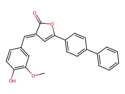 (3E)-3-[(4-hydroxy-3-methoxyphenyl)methylidene]-5-(4-phenylphenyl)furan-2-one structure