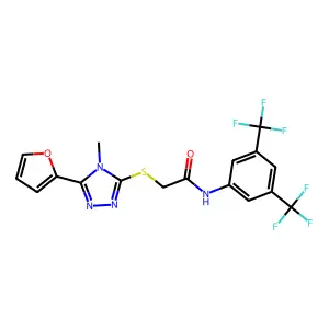 N-[3,5-bis(trifluoromethyl)phenyl]-2-{[5-(furan-2-yl)-4-methyl-4H-1,2,4-triazol-3-yl]sulfanyl}acetamide structure