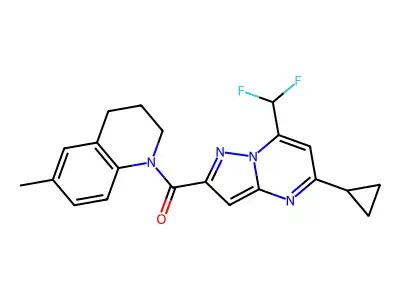 [5-cyclopropyl-7-(difluoromethyl)pyrazolo[1,5-a]pyrimidin-2-yl]-(6-methyl-3,4-dihydro-2H-quinolin-1-yl)methanone structure