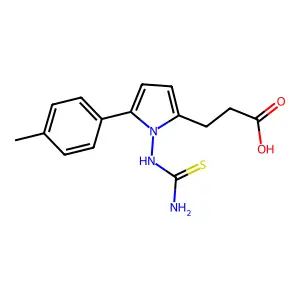 3-[1-(carbamothioylamino)-5-(4-methylphenyl)-1H-pyrrol-2-yl]propanoic acid structure