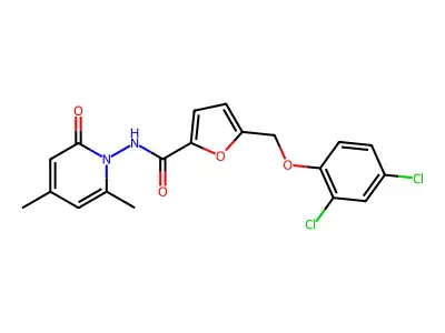 5-[(2,4-dichlorophenoxy)methyl]-N-(2,4-dimethyl-6-oxopyridin-1-yl)furan-2-carboxamide structure