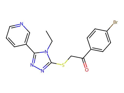 1-(4-bromophenyl)-2-{[4-ethyl-5-(pyridin-3-yl)-4H-1,2,4-triazol-3-yl]sulfanyl}ethanone structure