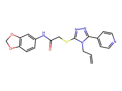 N-(1,3-benzodioxol-5-yl)-2-{[4-(prop-2-en-1-yl)-5-(pyridin-4-yl)-4H-1,2,4-triazol-3-yl]sulfanyl}acetamide structure
