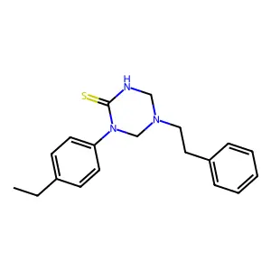 1-(4-Ethylphenyl)-5-(2-phenylethyl)-1,3,5-triazinane-2-thione structure