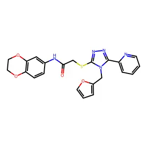 N-(2,3-dihydro-1,4-benzodioxin-6-yl)-2-{[4-(furan-2-ylmethyl)-5-(pyridin-2-yl)-4H-1,2,4-triazol-3-yl]sulfanyl}acetamide structure