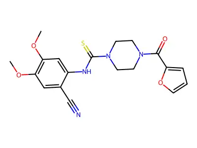 1-Piperazinecarbothioamide, N-(2-cyano-4,5-dimethoxyphenyl)-4-(2-furanylcarbonyl)- structure