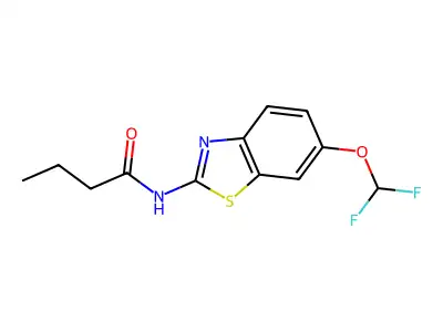 N-[6-(difluoromethoxy)-1,3-benzothiazol-2-yl]butanamide structure