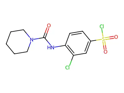 3-Chloro-4-(piperidine-1-carboxamido)benzene-1-sulfonyl chloride structure
