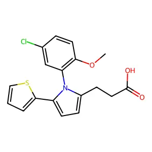 3-[1-(5-chloro-2-methoxyphenyl)-5-(thiophen-2-yl)-1H-pyrrol-2-yl]propanoic acid structure