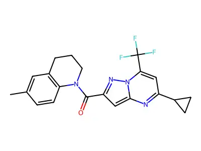 [5-cyclopropyl-7-(trifluoromethyl)pyrazolo[1,5-a]pyrimidin-2-yl]-(6-methyl-3,4-dihydro-2H-quinolin-1-yl)methanone structure