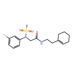 N-[2-(cyclohexen-1-yl)ethyl]-2-(3-fluoro-N-methylsulfonylanilino)acetamide structure