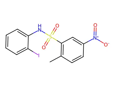 N-(2-iodophenyl)-2-methyl-5-nitrobenzenesulfonamide structure