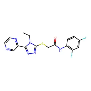 N-(2,4-difluorophenyl)-2-{[4-ethyl-5-(pyrazin-2-yl)-4H-1,2,4-triazol-3-yl]sulfanyl}acetamide structure
