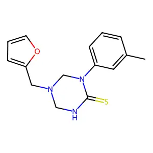 5-(Furan-2-ylmethyl)-1-(3-methylphenyl)-1,3,5-triazinane-2-thione structure