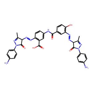 Benzoic acid, 2-((1-(4-aminophenyl)-4,5-dihydro-3-methyl-5-oxo-1H-pyrazol-4-yl)azo)-5-((3-((1-(4-aminophenyl)-4,5-dihydro-3-methyl-5-oxo-1H-pyrazol-4-yl)azo)-4-hydroxybenzoyl)amino)- structure