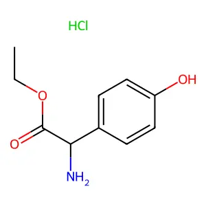 Benzeneacetic acid, alpha-amino-4-hydroxy-, ethyl ester, hydrochloride (1:1) structure