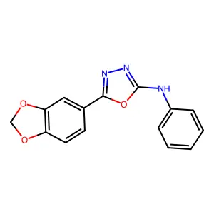 1,3,4-Oxadiazol-2-amine, 5-(1,3-benzodioxol-5-yl)-N-phenyl- structure