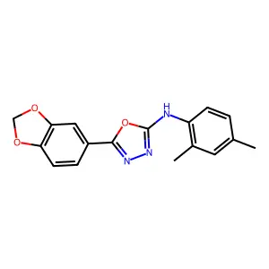 5-(1,3-benzodioxol-5-yl)-N-(2,4-dimethylphenyl)-1,3,4-oxadiazol-2-amine structure