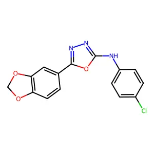 5-(1,3-benzodioxol-5-yl)-N-(4-chlorophenyl)-1,3,4-oxadiazol-2-amine structure