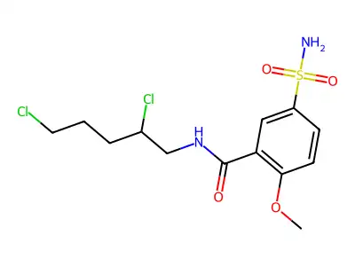 5-(Aminosulphonyl)-N-(2,5-dichloropentyl)-2-methoxybenzamide structure