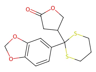 4-(2-(1,3-Benzodioxol-5-yl)-1,3-dithian-2-yl)dihydro-2(3H)-furanone structure