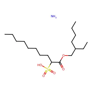 Decanoic acid, 2-sulfo-, 1-(2-ethylhexyl) ester, ammonium salt (1:1) structure