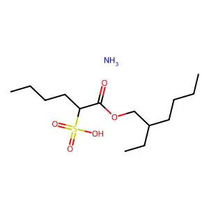 Hexanoic acid, 2-sulfo-, 1-(2-ethylhexyl) ester, ammonium salt (1:1) structure