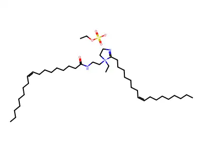 1H-Imidazolium, 1-ethyl-2-(8Z)-8-heptadecenyl-4,5-dihydro-1-[2-[[(9Z)-1-oxo-9-octadecenyl]amino]ethyl]-, ethyl sulfate structure