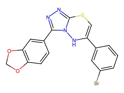 3-(2H-1,3-Benzodioxol-5-yl)-6-(3-bromophenyl)-5H-[1,2,4]triazolo[3,4-b][1,3,4]thiadiazine structure