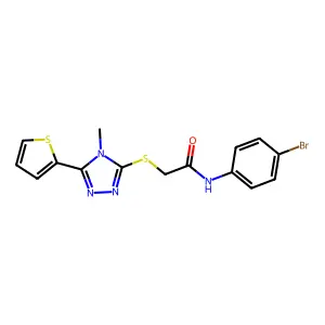 N-(4-bromophenyl)-2-(4-methyl-5-(2-thienyl)(1,2,4-triazol-3-ylthio))acetamide structure