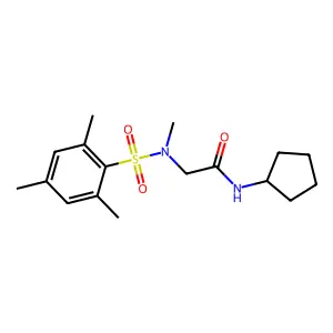 N-cyclopentyl-2-[methyl-(2,4,6-trimethylphenyl)sulfonylamino]acetamide structure