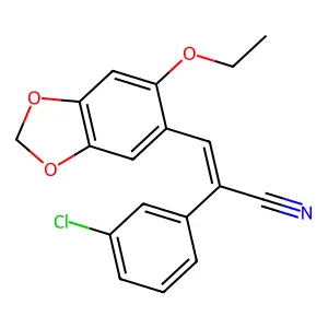 (Z)-2-(3-chlorophenyl)-3-(6-ethoxy-1,3-benzodioxol-5-yl)prop-2-enenitrile structure