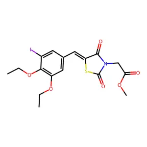 methyl [(5E)-5-(3,4-diethoxy-5-iodobenzylidene)-2,4-dioxo-1,3-thiazolidin-3-yl]acetate structure