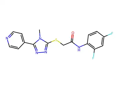 N-(2,4-difluorophenyl)-2-{[4-methyl-5-(pyridin-4-yl)-4H-1,2,4-triazol-3-yl]sulfanyl}acetamide structure