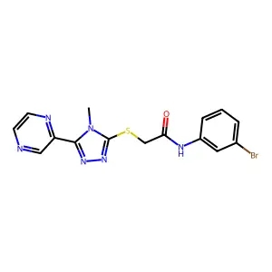 N-(3-bromophenyl)-2-{[4-methyl-5-(pyrazin-2-yl)-4H-1,2,4-triazol-3-yl]sulfanyl}acetamide structure