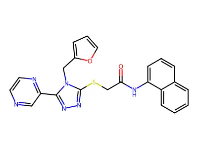 2-{[4-(furan-2-ylmethyl)-5-(pyrazin-2-yl)-4H-1,2,4-triazol-3-yl]sulfanyl}-N-(naphthalen-1-yl)acetamide structure
