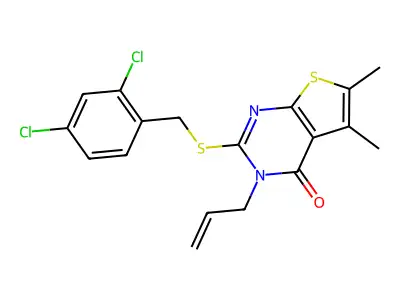 2-[(2,4-dichlorobenzyl)sulfanyl]-5,6-dimethyl-3-(prop-2-en-1-yl)thieno[2,3-d]pyrimidin-4(3H)-one structure