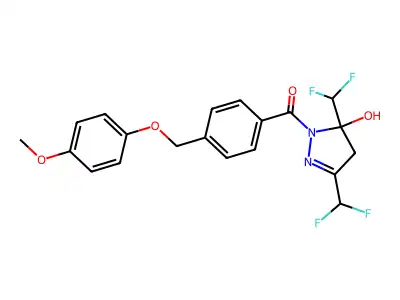 [3,5-bis(difluoromethyl)-5-hydroxy-4H-pyrazol-1-yl]-[4-[(4-methoxyphenoxy)methyl]phenyl]methanone structure