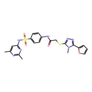N-[4-(2,6-Dimethyl-pyrimidin-4-ylsulfamoyl)-phenyl]-2-(5-furan-2-yl-4-methyl-4H-[1,2,4]triazol-3-ylsulfanyl)-acetamide structure
