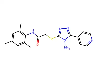 2-((4-amino-5-(pyridin-4-yl)-4H-1,2,4-triazol-3-yl)thio)-N-mesitylacetamide structure