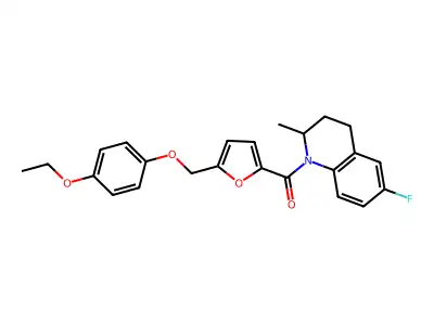 [5-[(4-ethoxyphenoxy)methyl]furan-2-yl]-(6-fluoro-2-methyl-3,4-dihydro-2H-quinolin-1-yl)methanone structure